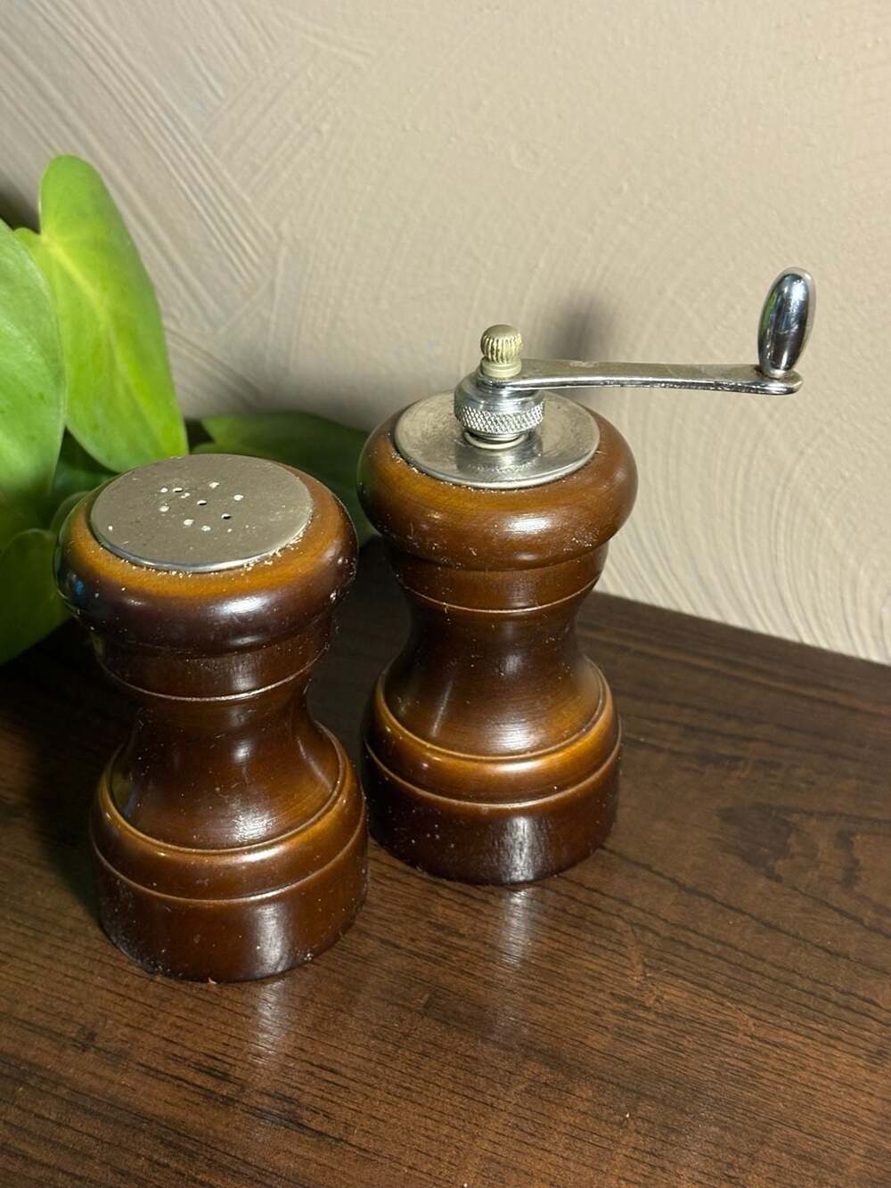 Vintage Mr. Dudley Dark Wood Salt and Pepper Grinder Set